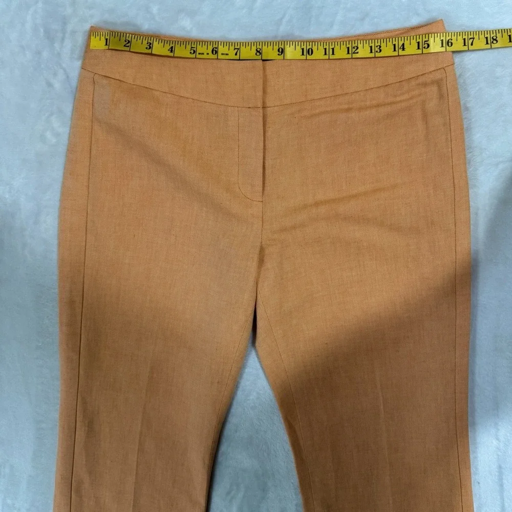 Etcetera Orange Linen Blend Trousers Size 6 Mid Rise Bootcut Dress Pant Tropical